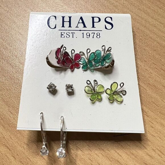 CHAPS Est. 1978 Earrings Muti color Mini Butterflies Rhinestones 5 Pairs - Picture 8 of 9
